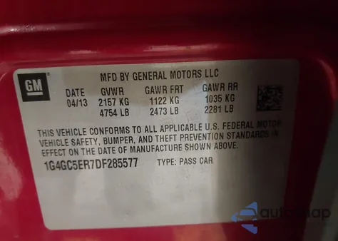 2013 Buick Lacrosse Leather Group из США, поврежденный, VIN 1G4GC5ER7DF285577